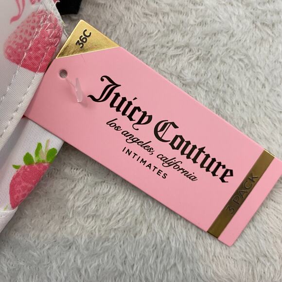 Juicy Couture Sexy Push Up Bra Size 36C/38C 3pack Set Strawberry Pink Black NWT - Picture 10 of 11